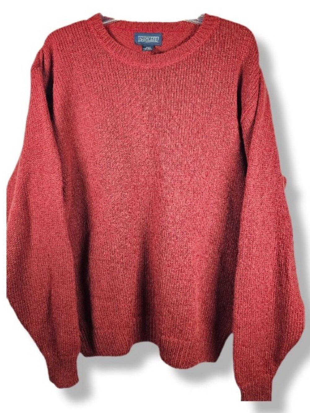 VTG Lands End Mens M 38-40 Maroon Crewneck Virgin Wool Sweater Preppy Classic